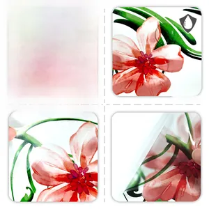 Stickers muraux fleurs aquarelle étanches montrant le détail avant et l'adhésif