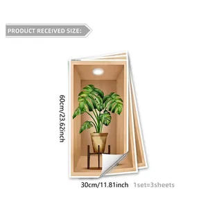 3D Wandtattoo Monstera Pflanzen im Topf, 3er-Set selbstklebende Wandaufkleber für Wohndeko
