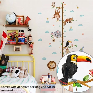 Detailed view of animal height chart wall sticker measuring from 80cm to 180cm