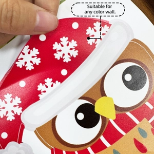 Detail showing the peel-off effect and semi-transparent texture of Christmas owl wall decal