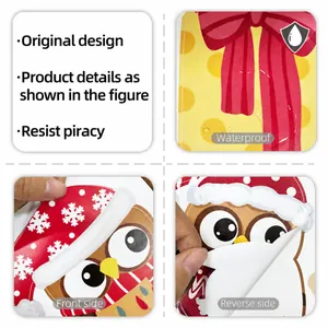 Waterproof double-sided Christmas owl and bow wall decals showing high-quality texture