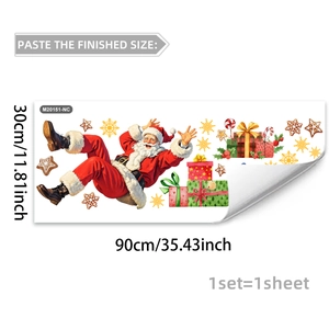Detail view of Santa Claus Christmas wall sticker with 90x30cm size measurements
