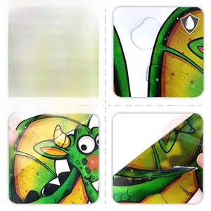 Detail von wasserdichtem Cartoon-Drachen Fensteraufkleber mit matter Textur und doppeltem Design