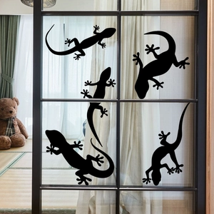 Adesivi per finestre con silhouette di lucertola nera su porta in vetro decorativa