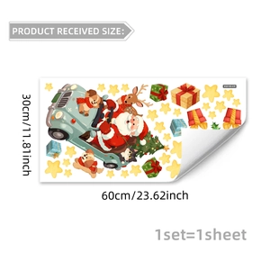 Detail of Christmas wall sticker with Santa and reindeer on 30x60cm adhesive sheet