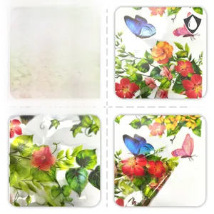 Detail of waterproof tulip and butterfly glass window stickers with double-sided design