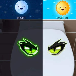 Adesivo murale occhi di bestia fluorescente con effetto luminoso verde brillante di notte