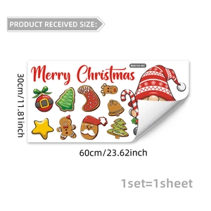Detail view of 30x60cm Christmas gnome wall sticker set with Merry Christmas lettering