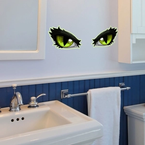 Adesivo murale occhi di mostro verde luminoso per arredamento creativo di casa e camera