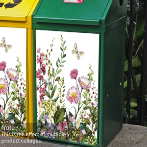 Creative floral and butterfly self-adhesive stickers for trash can decoration
