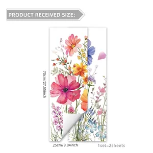 Vibrant floral and butterfly self-adhesive decals for outdoor bins, 25x70cm set of 2