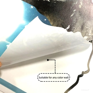 Detail of self-adhesive creative space wall sticker being peeled with back adhesive layer