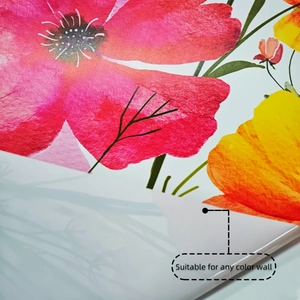 Close-up of translucent watercolor flower stickers suitable for any color background