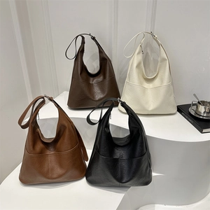Women Large Capacity PU Leather Shoulder Bag Retro Minimalist Stitching Large Hobo Tote Bag For Daily Commute Travel