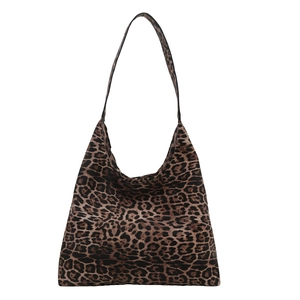 Large vintage leopard print tote bag for women with spacious capacity and shoulder strap