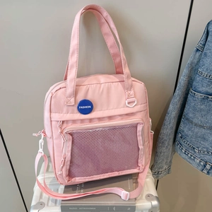 Bolso Ita de Nailon para Mujer Bolso Tote de Gran Capacidad Con Ventana de Malla Transparente Estilo Coreano Informal Bolso Bandolera para Compras Diarias