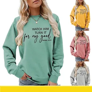 Women Crewneck Sweatshirt And Denim Shorts Long Sleeve Pullover Top With Distressed Shorts Inspirational Letter Print Casual