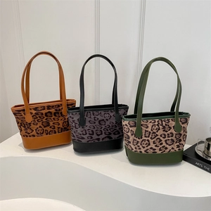 Borsa a Secchiello con Stampa Leopardata da Donna in Pelle Sintetica Vintage Borsa a Tracolla per Pendolarismo Quotidiano