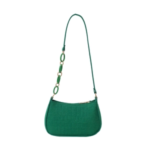 Grüne Tasche mit Krokodilmuster, Harzkette und goldenem Reißverschluss für Damen