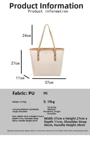 Tabella taglie dettagliata per borsa tote beige in PU con dimensioni 37x27x11cm