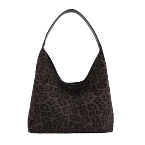 Modische Schultertasche mit Leopardenmuster, Halbmondform und schwarzem Riemen für Damen