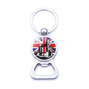 Britisches Union Jack und Tower Bridge Schlüsselanhänger aus Metall mit Bierflaschenöffner
