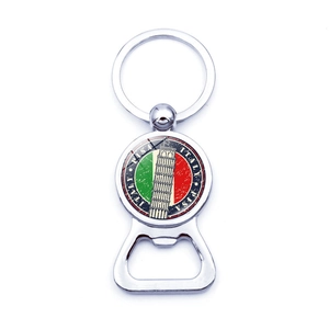 Zinc Alloy Glass Country Flag Bottle Opener Keychain Italy Spain USA UK Japan National Landmark Travel Souvenir Key Ring