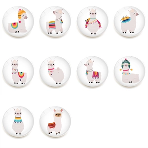 25mm Round Crystal Glass Llama Fridge Magnets Cartoon Alpaca Magnetic Stickers For Refrigerator Whiteboard Home Office Decor