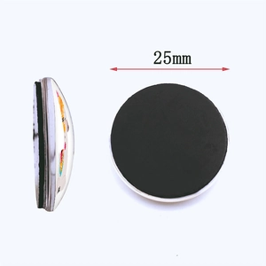 Cute cartoon alpaca 25mm round glass refrigerator magnet with strong soft magnetic back