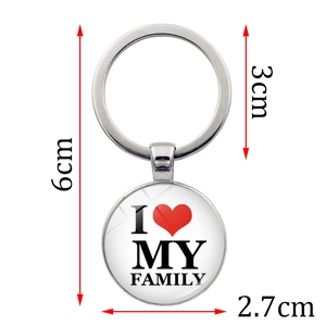 Runder I Love My Family Schlüsselanhänger mit Maßangaben und 6 cm Gesamtlänge