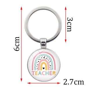 Portachiavi insegnante arcobaleno in vetro da 6cm con misure del ciondolo da 2,7cm