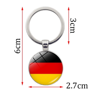Detail of 2024 Germany flag keychain with dimensions: 6cm height and 2.7cm pendant diameter