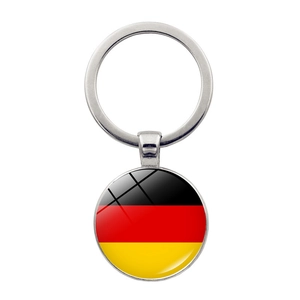 National Flag Keychain Zinc Alloy Glass Cabochon Round Pendant For Football Fans Souvenirs Sports Accessories