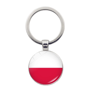 Poland flag glass dome keychain with metal pendant for Euro football fans
