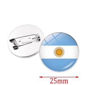 Set of 25mm Argentina flag pin badges with metal base and crystal glass dome for fans
