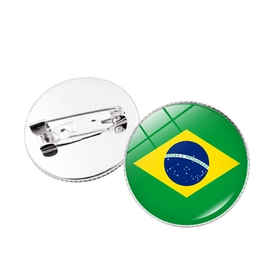 Official Brazil flag pin badge for 2024 Copa America featuring secure safety pin back