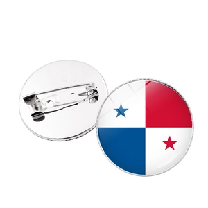 Panama national flag soccer brooch set with two metal badges and safety pin back