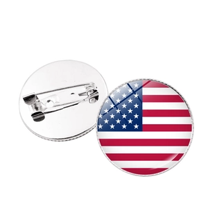Round National Flag Brooch Pin Alloy Glass Dome Copa America Football Fan Souvenir Accessory For Clothing Bags