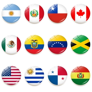 2024 Copa America National Flag Fridge Magnet Crystal Glass 25mm Circular Magnetic Stickers For Home Kitchen Office Decoration