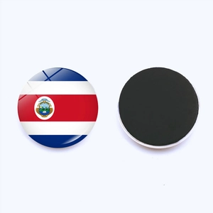 Detailed view of Costa Rica flag fridge magnet with crystal glass surface and magnetic back