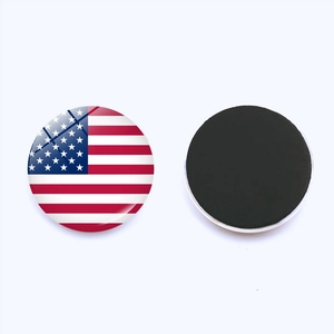 Front and back views of a 25mm American flag crystal glass magnetic fridge sticker