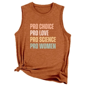 Débardeur sans manches caramel avec imprimé Pro Choice Pro Love et nœud latéral décoratif