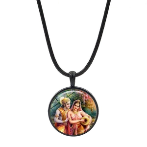 Collana Con Pendente Rotondo In Vetro Mitologia Religiosa Indiana Lega Di Zinco Gioielli Stile Etnico Vintage