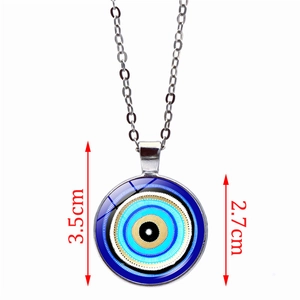 Collier pendentif œil bleu turc avec breloque en verre de 2,7 cm et chaîne en alliage