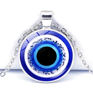Collier Pendentif Œil du Mal Turc Alliage de Zinc et Verre Amulette de Protection Nazar Bijoux Ethniques Homme Femme