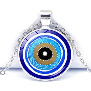 Collier Amulette Œil Mauvais Bleu avec Chaîne Argentée pour Protection et Chance