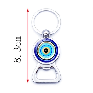 Porte-clés décapsuleur bière Evil Eye en métal bleu avec pendentif de 8,3 cm