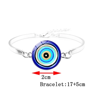 Blue Turkish evil eye bracelet with 2cm charm and adjustable silver alloy chain link