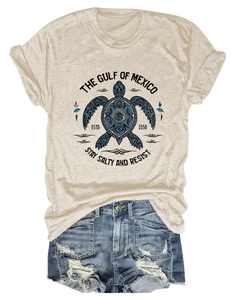 T-shirt avec imprimé tortue Gulf of Mexico et short en jean vieilli à plat