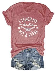 Flat lay of vintage red baseball t-shirt with blue distressed denim shorts set